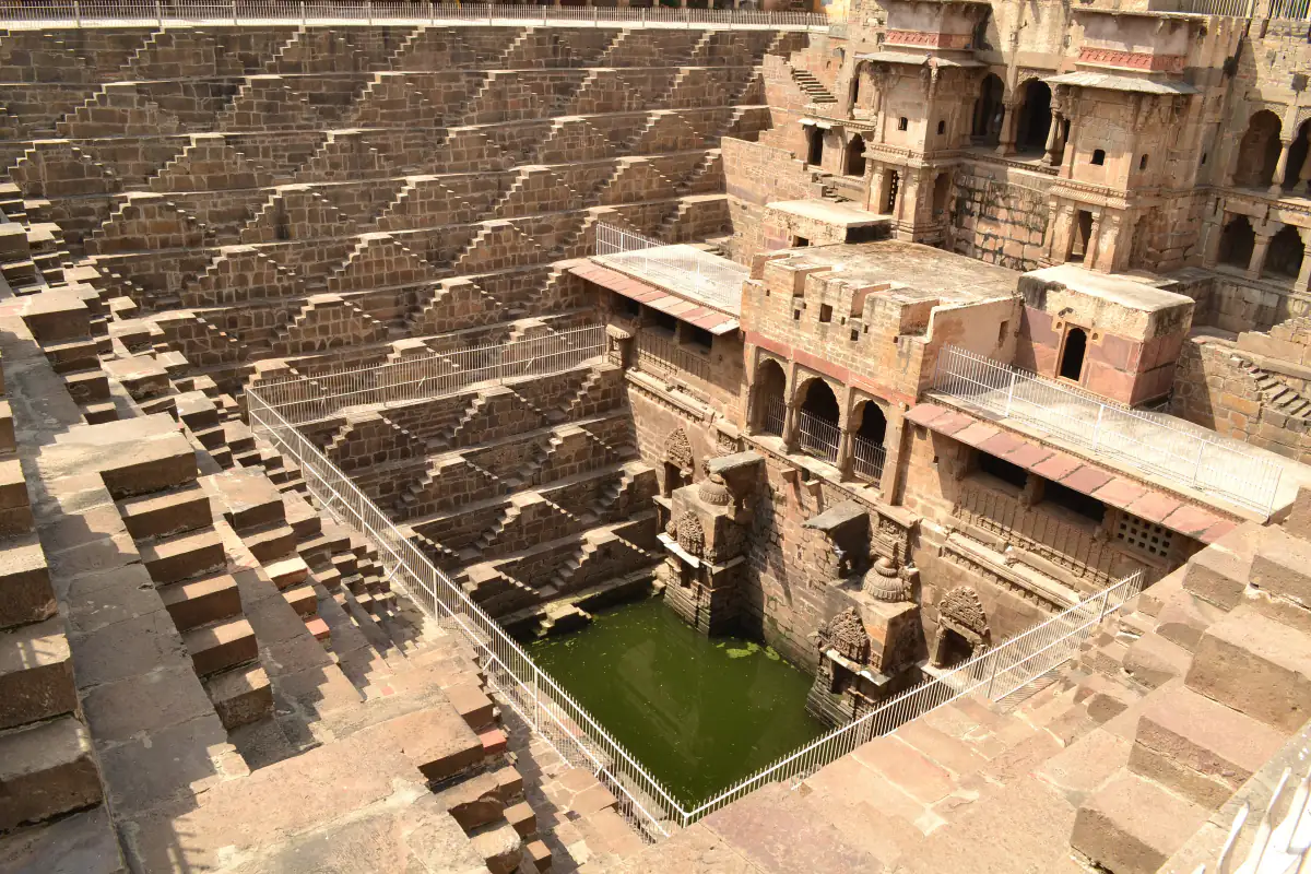 Chand Baori stepwell in Abhaneri, seen from a corner