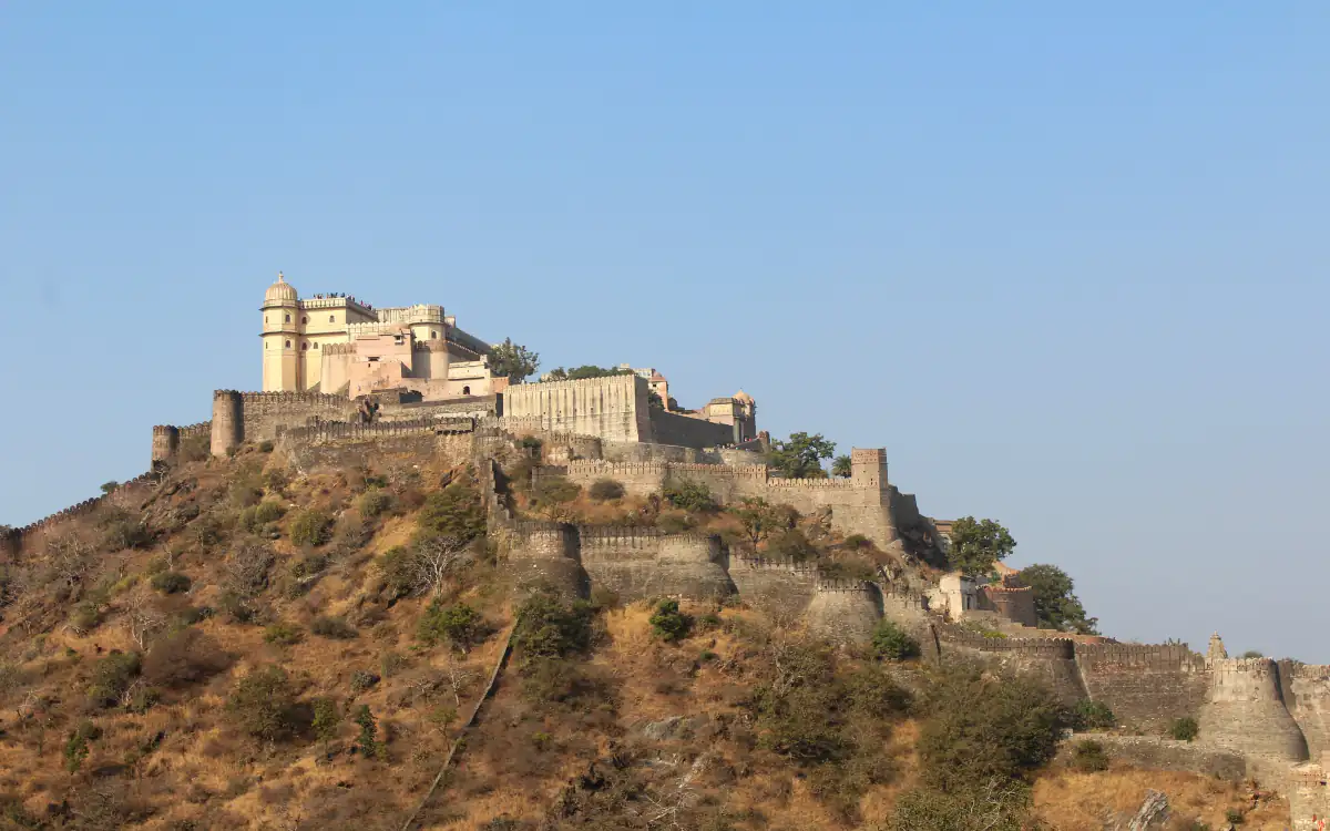 Kumbhalgarh Fort palace and walls crowning a hill in the Aravallis