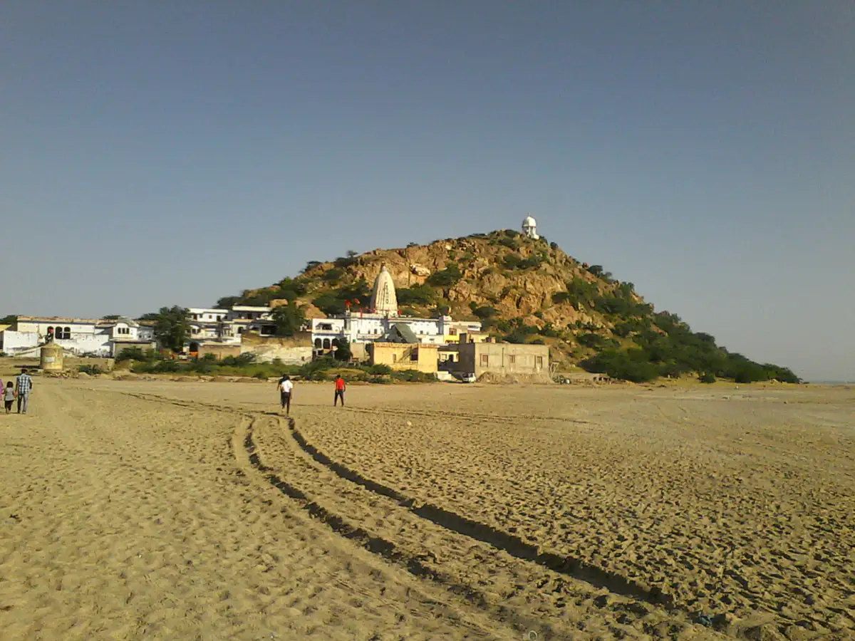 Shakambhari Mata temple on a hill beside Sambhar Lake