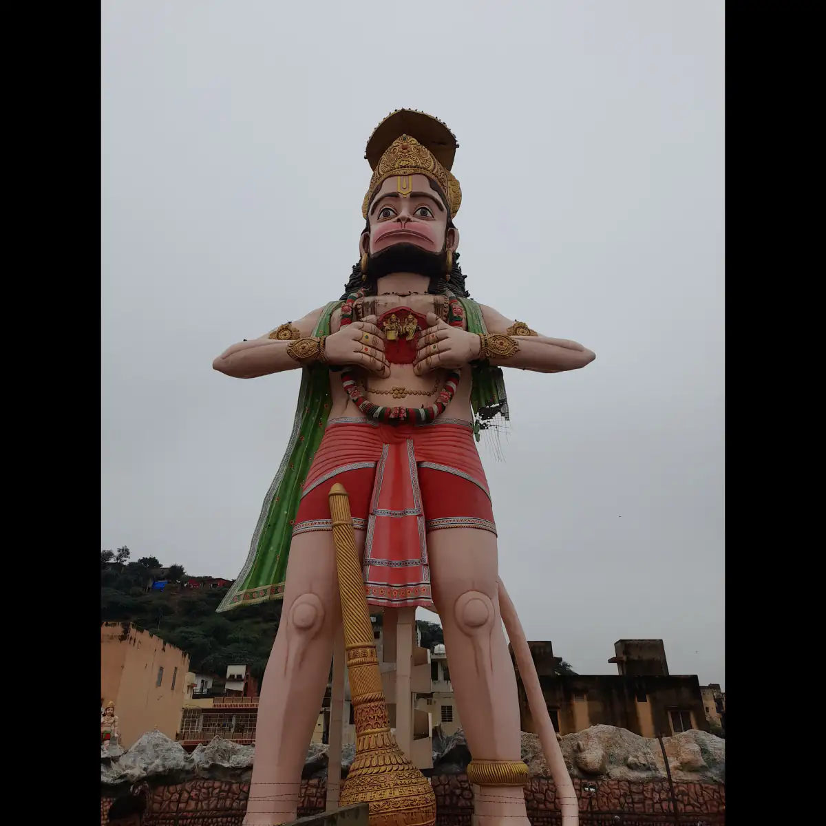 Tall Hanuman statue at Mehandipur Balaji (square image)