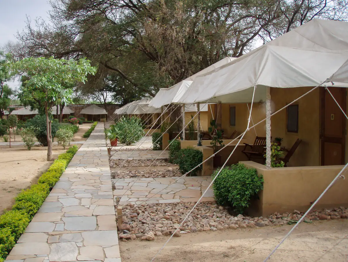Tented rooms in the gardens of Samode Bagh