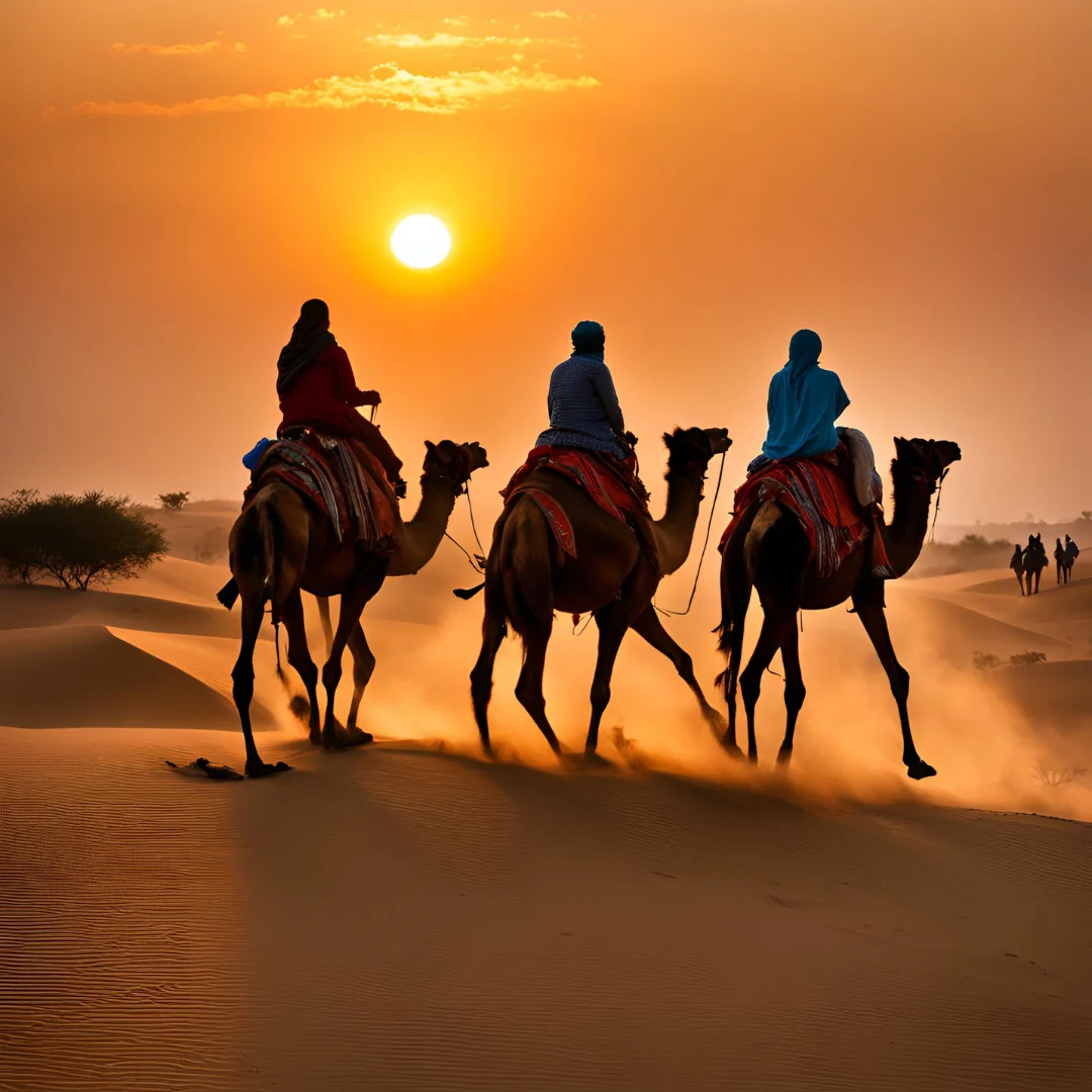 Camels on the Sam dunes, Jaisalmer