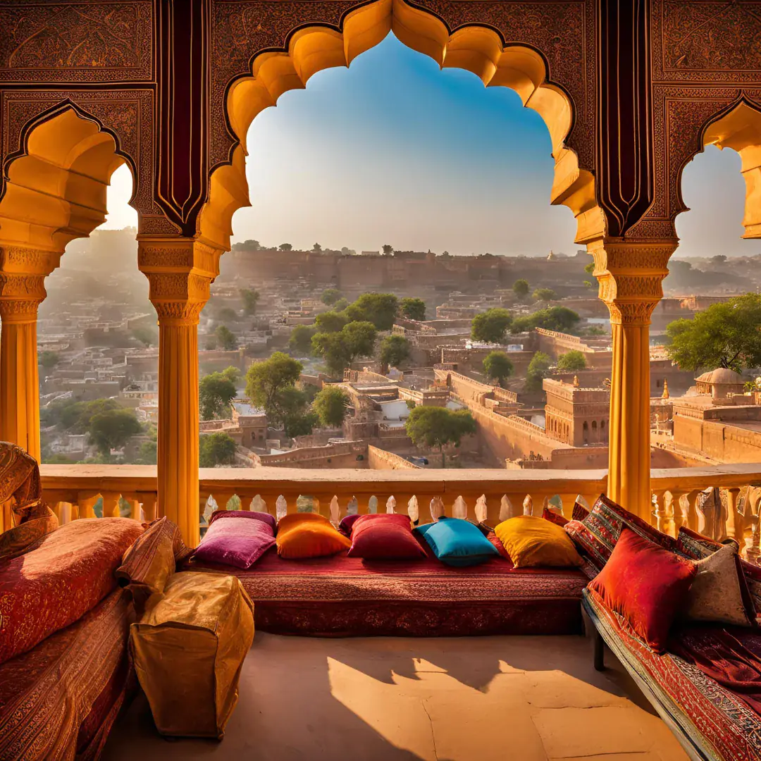 Palace above a lake in Rajasthan